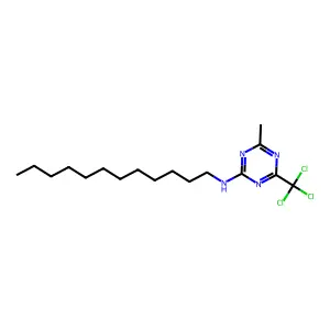 N-dodecyl-4-methyl-6-(trichloromethyl)-1,3,5-triazin-2-amine structure
