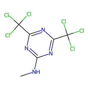 N-methyl-4,6-bis(trichloromethyl)-1,3,5-triazin-2-amine structure