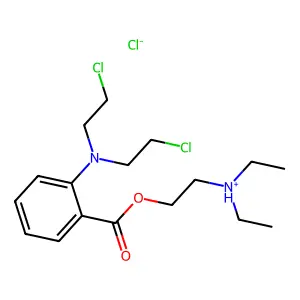 m-(Bis(2-chloroethyl)amino)benzoic acid 2-(diethylamino)ethyl ester hydrochloride structure