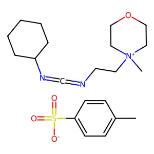 N'-cyclohexyl-N-[2-(4-methylmorpholin-4-ium-4-yl)ethyl]methanediimine4-methylbenzenesulfonate structure