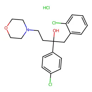 1-(2-chlorophenyl)-2-(4-chlorophenyl)-4-morpholin-4-ylbutan-2-ol;hydrochloride structure