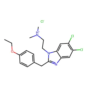 Benzimidazole, 5,6-dichloro-1-(2-dimethylaminoethyl)-2-(p-ethoxybenzyl)-, hydrochloride structure
