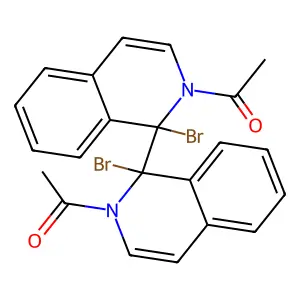 1-[1-(2-acetyl-1-bromoisoquinolin-1-yl)-1-bromoisoquinolin-2-yl]ethanone structure
