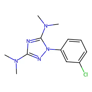 1-(3-chlorophenyl)-3-N,3-N,5-N,5-N-tetramethyl-1,2,4-triazole-3,5-diamine structure