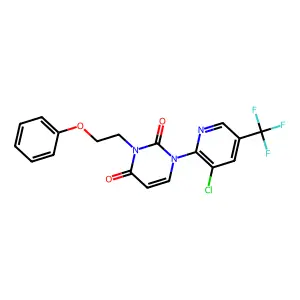 1-[3-chloro-5-(trifluoromethyl)-2-pyridinyl]-3-(2-phenoxyethyl)pyrimidine-2,4-dione structure