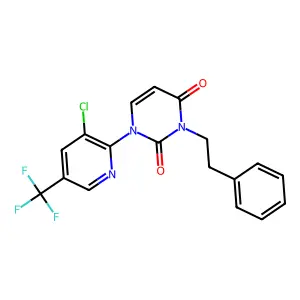 1-[3-chloro-5-(trifluoromethyl)-2-pyridinyl]-3-(2-phenylethyl)pyrimidine-2,4-dione structure