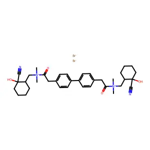 (2-cyano-2-hydroxycyclohexyl)methyl-[2-[4-[4-[2-[(2-cyano-2-hydroxycyclohexyl)methyl-dimethylazaniumyl]-2-oxoethyl]phenyl]phenyl]acetyl]-dimethylazanium dibromide structure