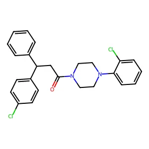beta-(p-Chlorophenyl)phenethyl 4-(o-chlorophenyl)piperazinyl ketone structure