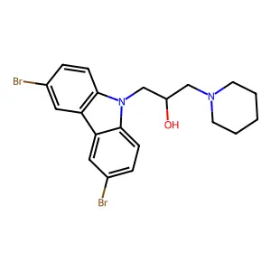 1-(3,6-dibromo-9H-carbazol-9-yl)-3-(piperidin-1-yl)propan-2-ol structure