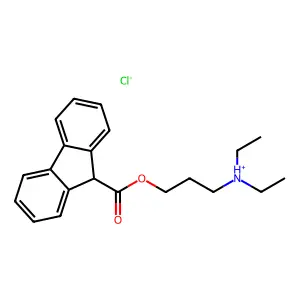 diethyl-[3-(9H-fluorene-9-carbonyloxy)propyl]azanium chloride structure