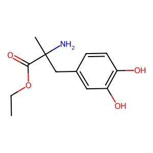 ethyl (2S)-2-amino-3-(3,4-dihydroxyphenyl)-2-methylpropanoate structure