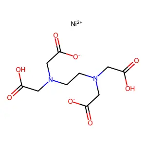 Dihydrogen ((N,N'-ethylenebis(N-(carboxymethyl)glycinato))(4-)-N,N',O,O',ON,ON')nickelate(2-) structure