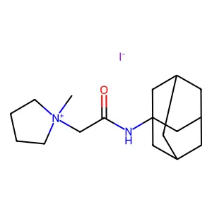 N-(1-adamantyl)-2-(1-methylpyrrolidin-1-ium-1-yl)acetamide iodide structure