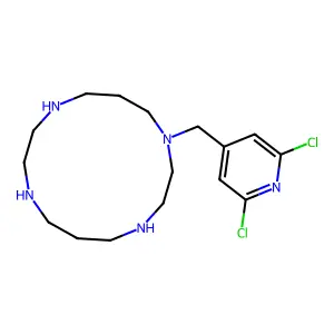 1-[(2,6-dichloropyridin-4-yl)methyl]-1,4,8,11-tetrazacyclotetradecane structure