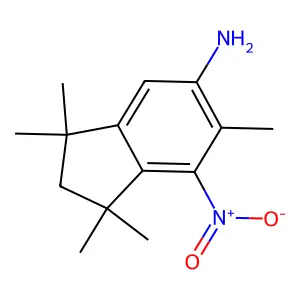 1,1,3,3,6-pentamethyl-7-nitro-2H-inden-5-amine structure