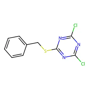 2-benzylsulfanyl-4,6-dichloro-1,3,5-triazine structure