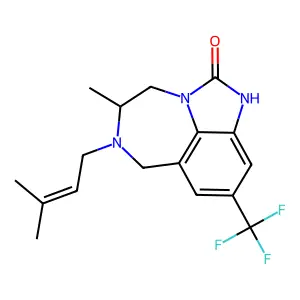11-methyl-10-(3-methylbut-2-enyl)-6-(trifluoromethyl)-1,3,10-triazatricyclo[6.4.1.04,13]trideca-4,6,8(13)-trien-2-one structure