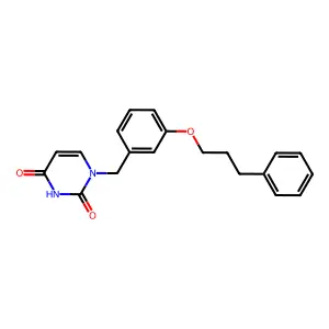 1-[[3-(3-phenylpropoxy)phenyl]methyl]pyrimidine-2,4-dione structure