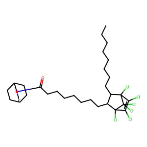 1-(3-azabicyclo[3.2.2]nonan-3-yl)-8-(1,4,5,6,7,7-hexachloro-3-octyl-2-bicyclo[2.2.1]hept-5-enyl)octan-1-one structure