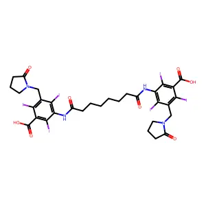 Benzoic acid, 3,3'-(suberoyldiimino)bis(5-((2-oxo-1-pyrrolidinyl)methyl)-2,4,6-triiodo- structure