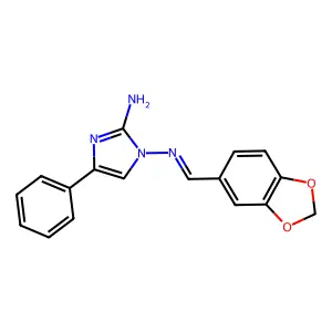 1-(1,3-benzodioxol-5-ylmethylideneamino)-4-phenylimidazol-2-amine structure