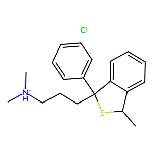 dimethyl-[3-(3-methyl-1-phenyl-3H-2-benzothiophen-1-yl)propyl]azanium chloride structure