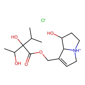 [(7S)-7-hydroxy-3,4,5,6,7,8-hexahydropyrrolizin-4-ium-1-yl]methyl 2-hydroxy-2-(1-hydroxyethyl)-3-methylbutanoate chloride structure