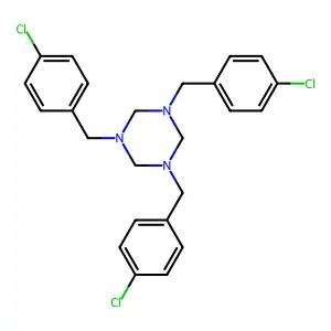 1,3,5-tris[(4-chlorophenyl)methyl]-1,3,5-triazinane structure