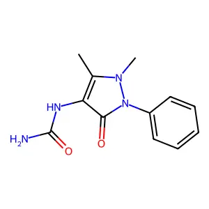 1-(1,5-dimethyl-3-oxo-2-phenyl-2,3-dihydro-1H-pyrazol-4-yl)urea structure