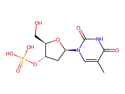 [(2R,3S,5R)-2-(hydroxymethyl)-5-(5-methyl-2,4-dioxo-pyrimidin-1-yl)tetrahydrofuran-3-yl] dihydrogen phosphate structure