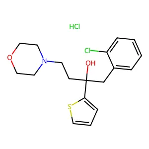 1-(2-chlorophenyl)-4-morpholin-4-yl-2-thiophen-2-ylbutan-2-ol;hydrochloride structure