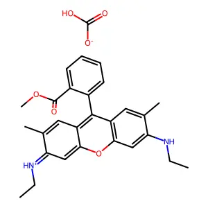 ethyl-[6-(ethylamino)-9-(2-methoxycarbonylphenyl)-2,7-dimethylxanthen-3-ylidene]azaniumhydrogen carbonate structure