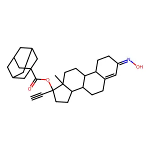 [(8R,9S,10R,13S,14S,17R)-17-ethynyl-3-hydroxyimino-13-methyl-1,2,6,7,8,9,10,11,12,14,15,16-dodecahydrocyclopenta[a]phenanthren-17-yl] adamantane-1-carboxylate structure