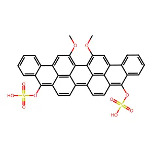 (30,34-dimethoxy-21-sulfooxy-12-nonacyclo[18.10.2.22,5.03,16.04,13.06,11.017,31.022,27.028,32]tetratriaconta-1(30),2(34),3,5(33),6,8,10,12,14,16,18,20,22,24,26,28,31-heptadecaenyl) hydrogen sulfate structure