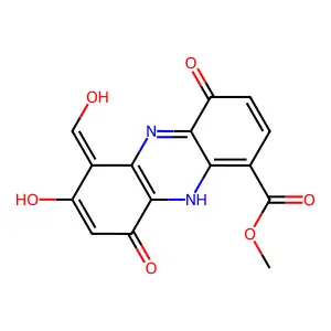 methyl 7-hydroxy-6-(hydroxymethylidene)-4,9-dioxo-10H-phenazine-1-carboxylate structure