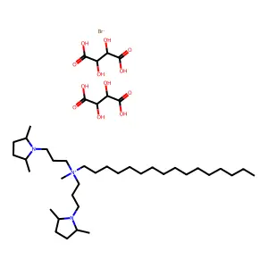 bis[3-(2,5-dimethylpyrrolidin-1-yl)propyl]-hexadecyl-methylazaniumbis(2,3-dihydroxybutanedioic acid)bromide structure