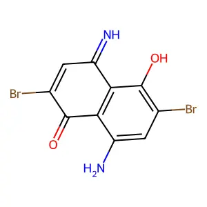 8-amino-2,6-dibromo-5-hydroxy-4-iminonaphthalen-1-one structure