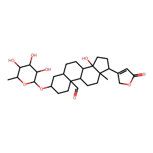 (3S,5S,10R,13R,14S,17R)-14-hydroxy-13-methyl-17-(5-oxo-2H-furan-3-yl)-3-[(2R,5S)-3,4,5-trihydroxy-6-methyloxan-2-yl]oxy-1,2,3,4,5,6,7,8,9,11,12,15,16,17-tetradecahydrocyclopenta[a]phenanthrene-10-carb structure
