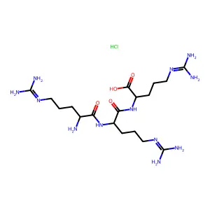 (2S)-2-[[(2S)-2-[[(2S)-2-amino-5-(diaminomethylideneamino)pentanoyl]amino]-5-(diaminomethylideneamino)pentanoyl]amino]-5-(diaminomethylideneamino)pentanoic acidhydrochloride structure