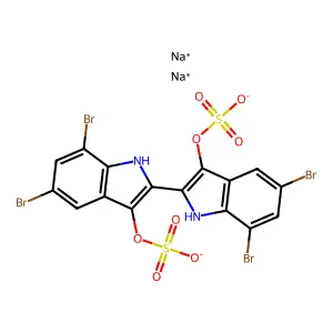 disodium[5,7-dibromo-2-(5,7-dibromo-3-sulfonatooxy-1H-indol-2-yl)-1H-indol-3-yl] sulfate structure