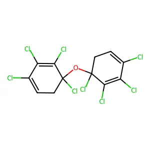 1,2,3,6-tetrachloro-6-(1,2,3,4-tetrachlorocyclohexa-2,4-dien-1-yl)oxycyclohexa-1,3-diene structure