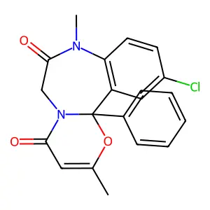 11-chloro-2,8-dimethyl-12b-phenyl-6H-[1,3]oxazino[3,2-d][1,4]benzodiazepine-4,7-dione structure
