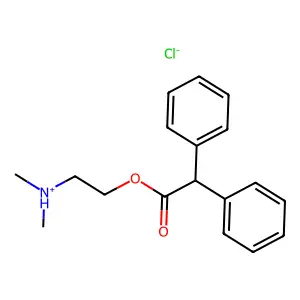 2-(2,2-diphenylacetyl)oxyethyl-dimethylazanium chloride structure