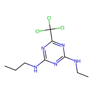 4-N-ethyl-2-N-propyl-6-(trichloromethyl)-1,3,5-triazine-2,4-diamine structure