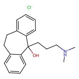3-(2-hydroxy-2-tricyclo[9.4.0.03,8]pentadeca-1(15),3,5,7,11,13-hexaenyl)propyl-dimethylazanium chloride structure