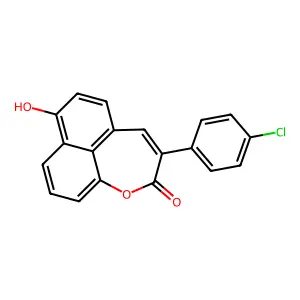 12-(4-chlorophenyl)-4-hydroxy-10-oxatricyclo[7.4.1.05,14]tetradeca-1(14),2,4,6,8,12-hexaen-11-one structure