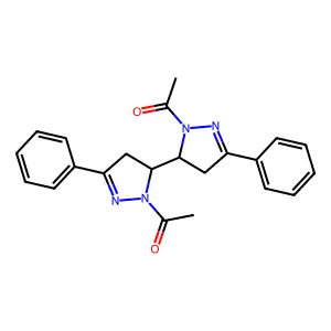 1-[3-(2-acetyl-5-phenyl-3,4-dihydropyrazol-3-yl)-5-phenyl-3,4-dihydropyrazol-2-yl]ethanone structure