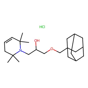 1-(1-adamantylmethoxy)-3-(2,2,6,6-tetramethyl-3H-pyridin-1-yl)propan-2-ol;hydrochloride structure