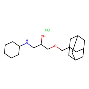 1-(1-adamantylmethoxy)-3-(cyclohexylamino)propan-2-ol;hydrochloride structure