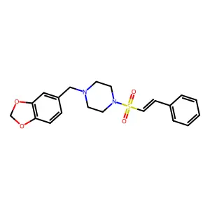 1-(1,3-benzodioxol-5-ylmethyl)-4-[(E)-2-phenylethenyl]sulfonylpiperazine structure